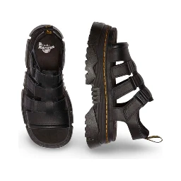 Black Leather Platform Sandals