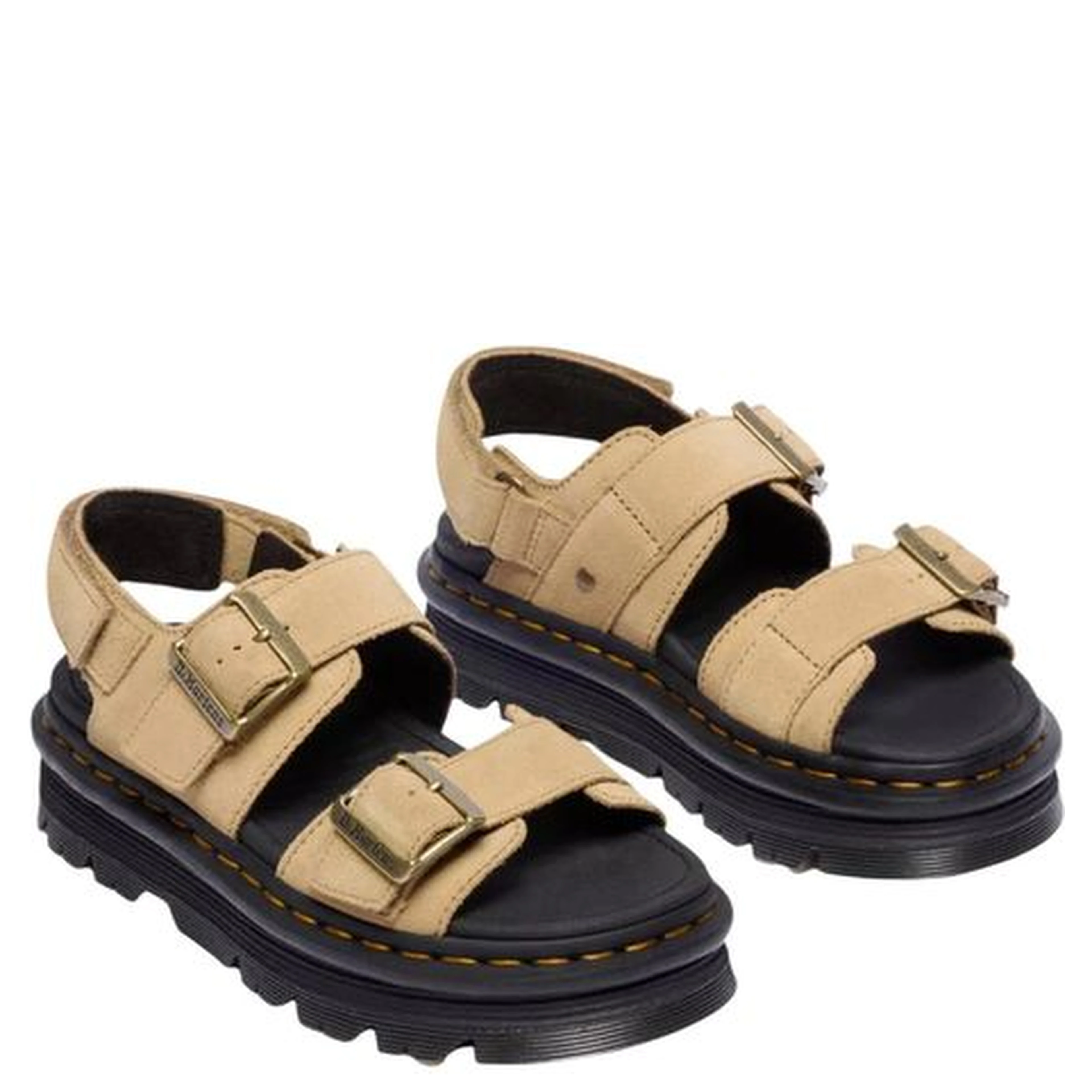 Beige Leather Platform Sandals