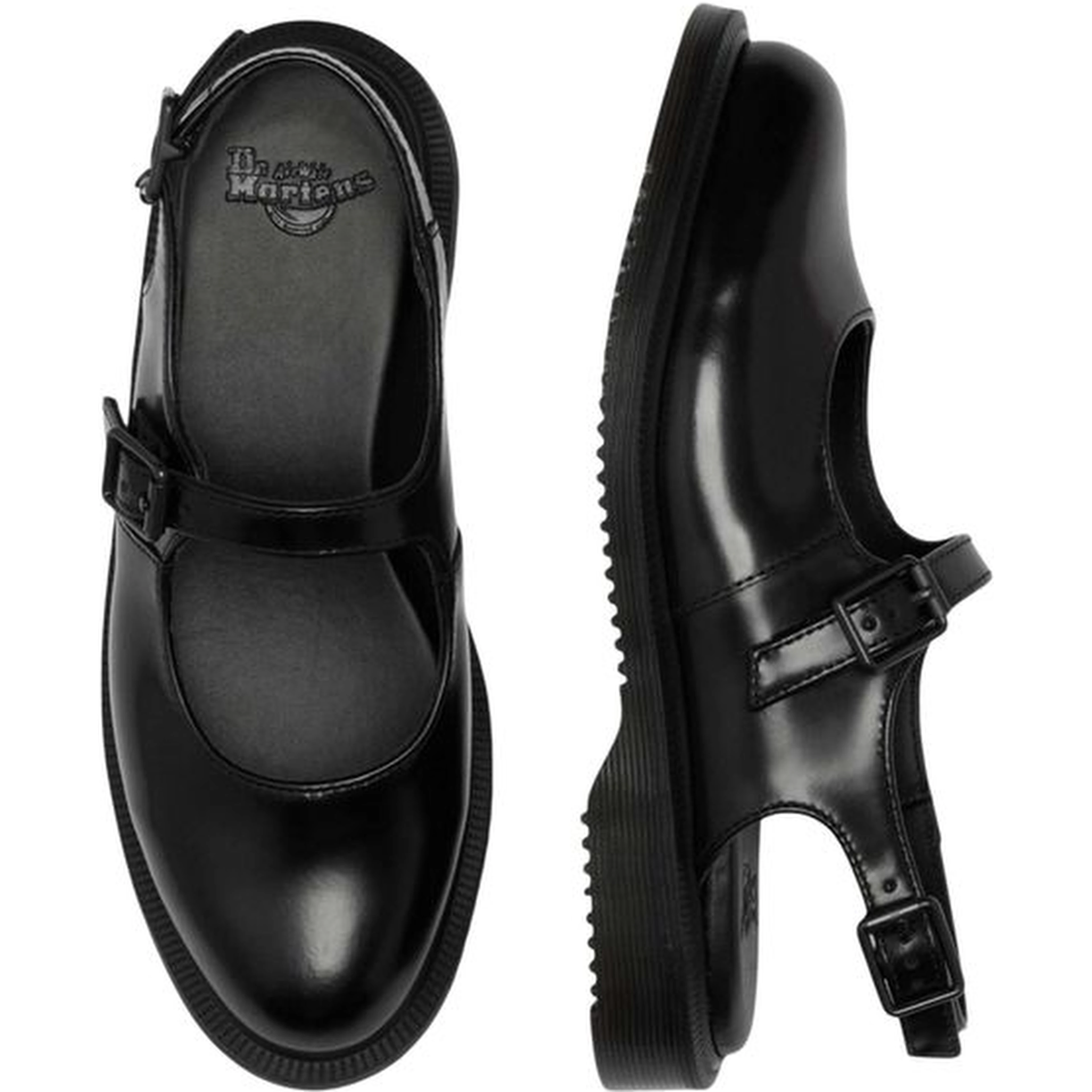 Black Leather Flat Sandals