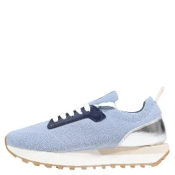 Blue Polyester Athletic Sneakers