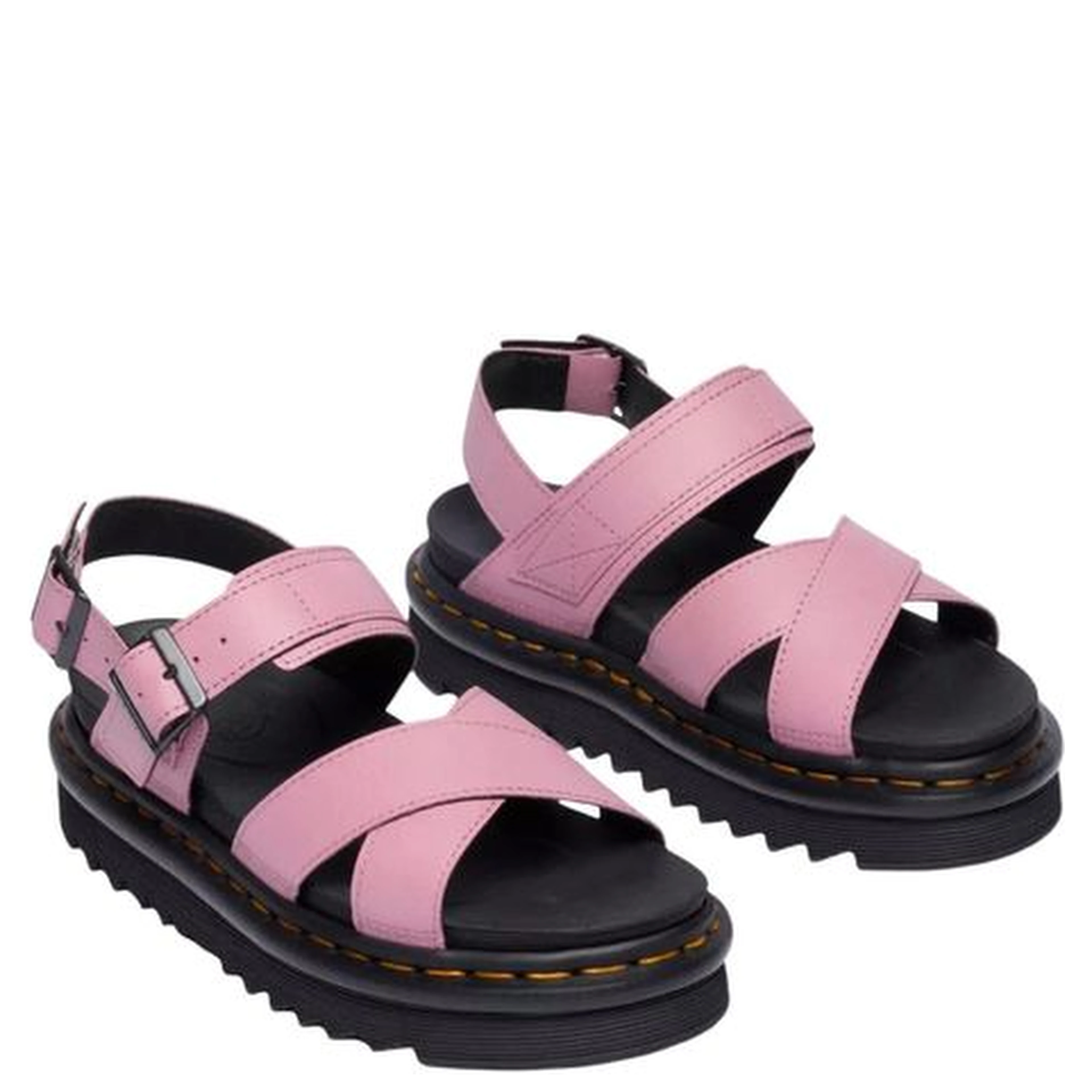 Pink Leather Platform Sandals