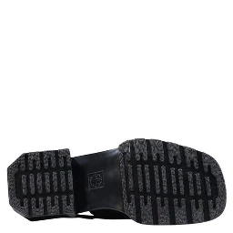 Black Leather Mules
