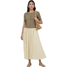 Beige Cotton Long Skirt