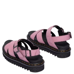 Pink Leather Platform Sandals