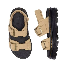 Beige Leather Platform Sandals