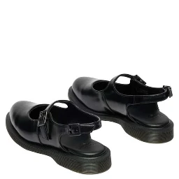 Black Leather Flat Sandals
