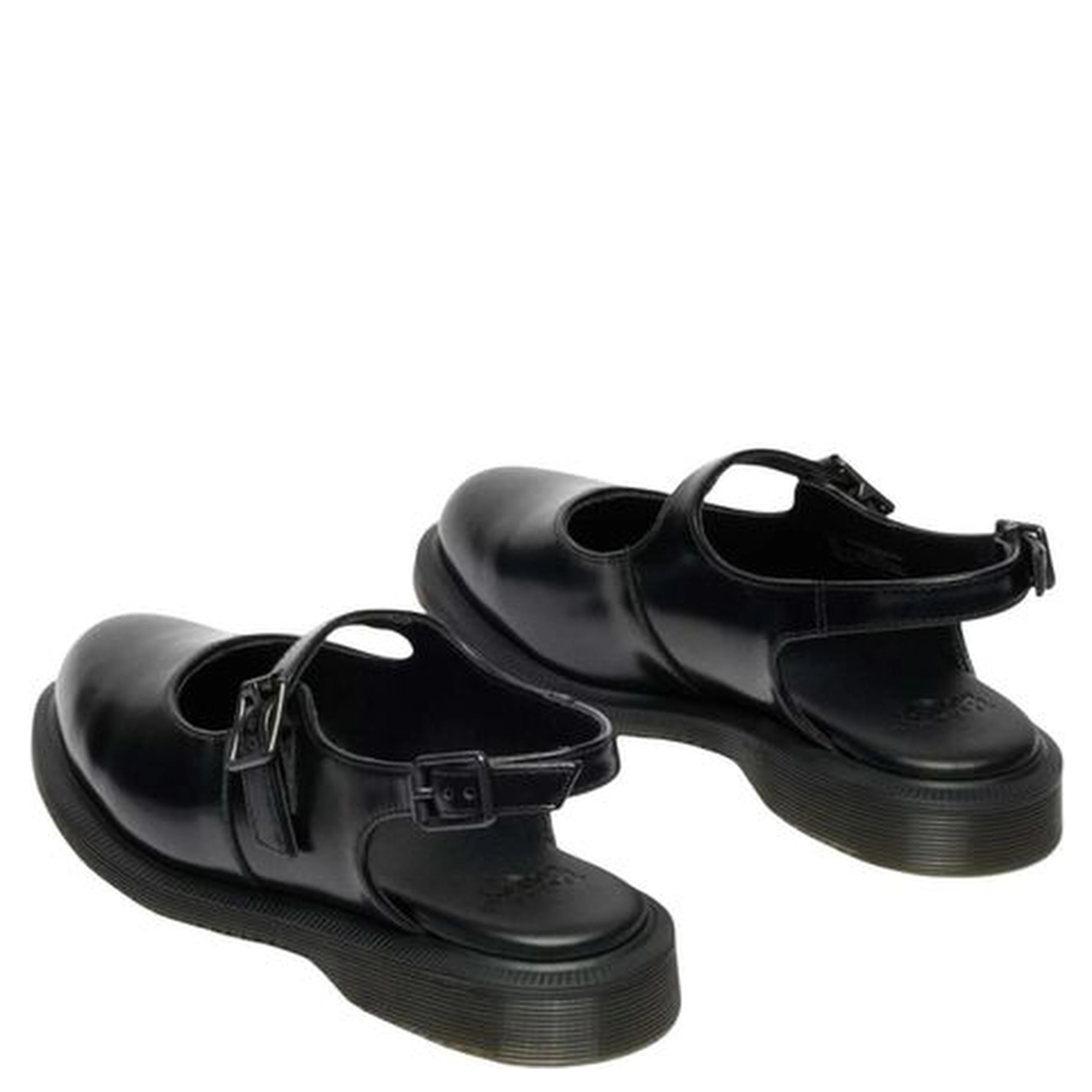 Black Leather Flat Sandals