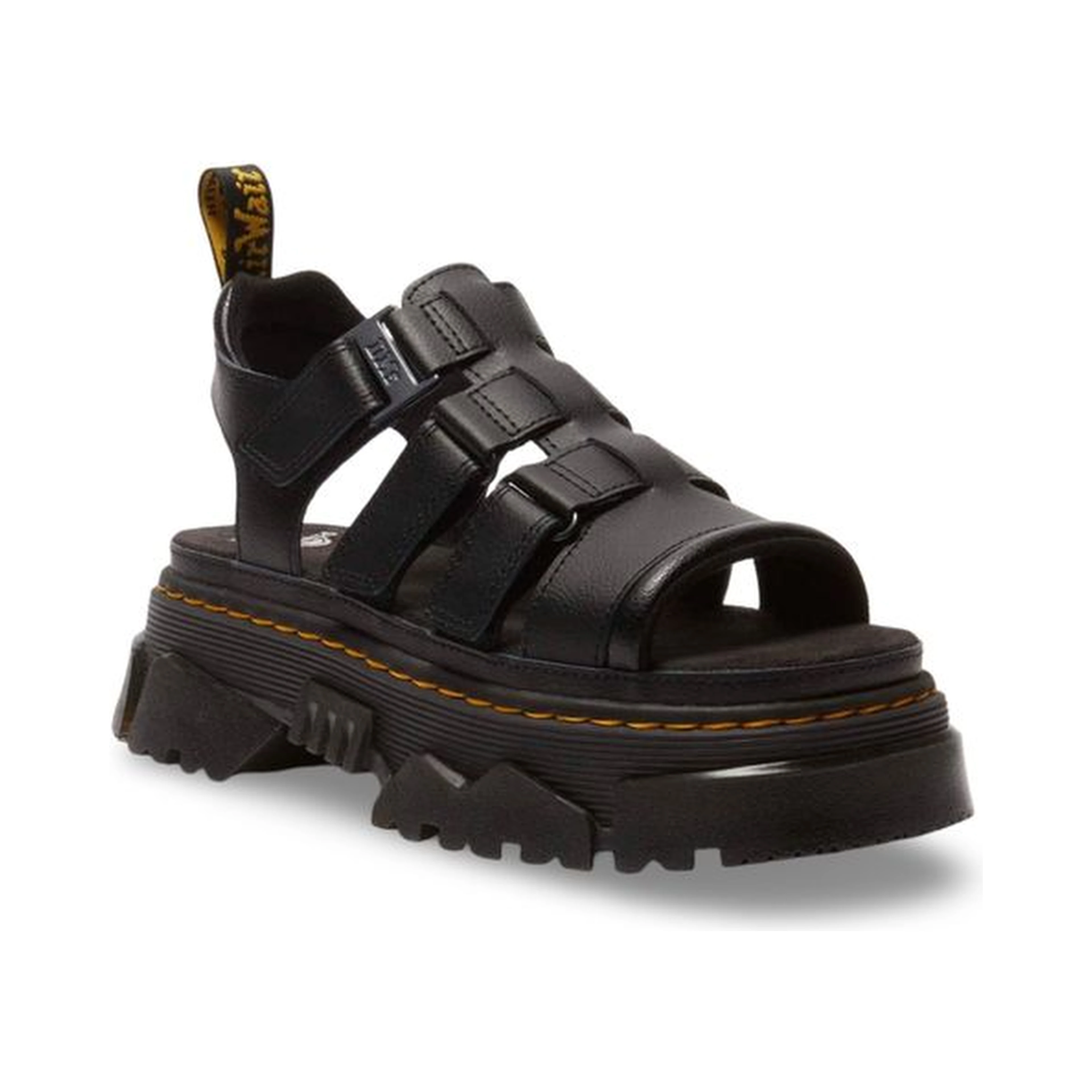 Black Leather Platform Sandals