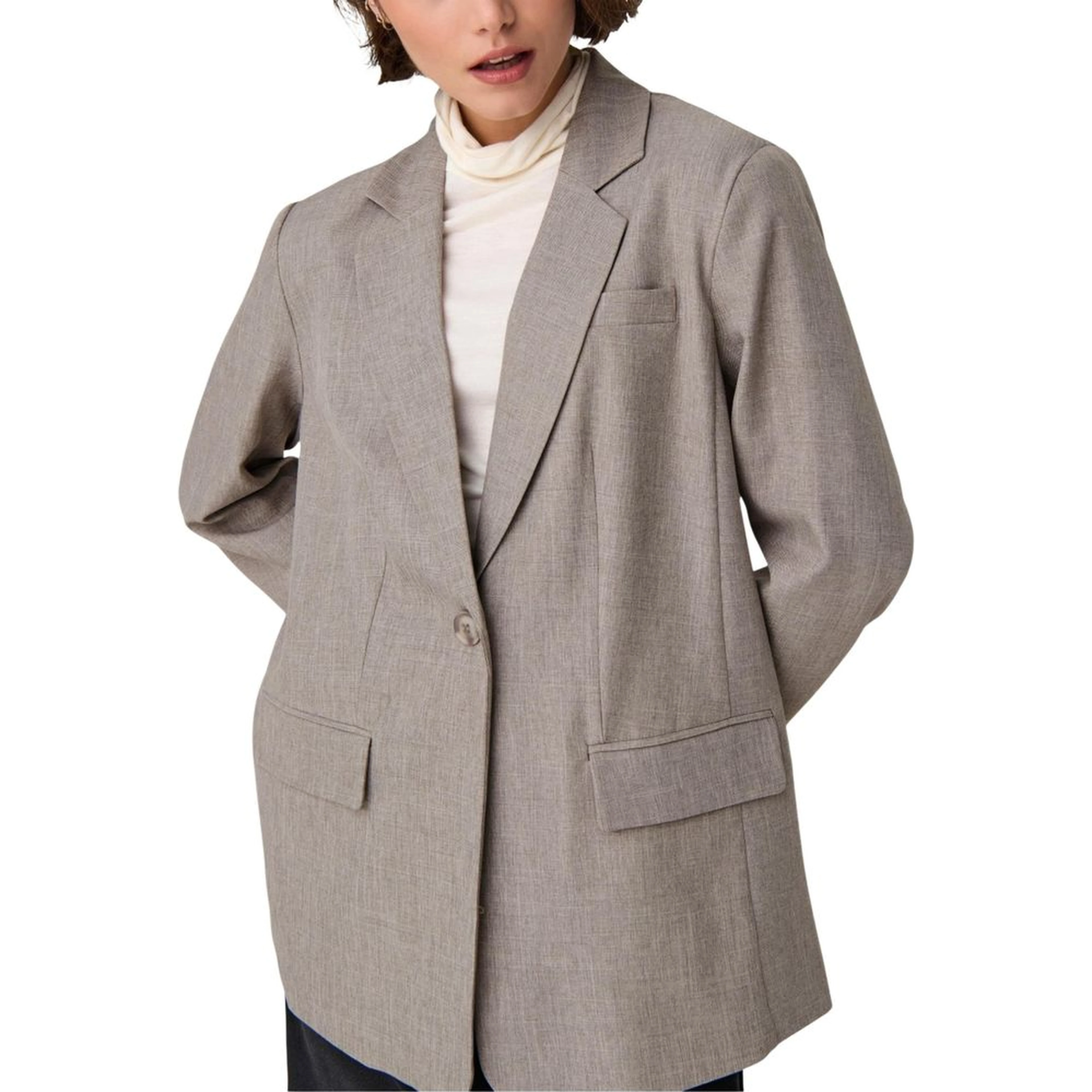 Beige Polyester Blazer