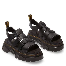 Black Leather Platform Sandals