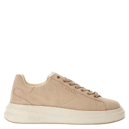 Beige Suede Leather Low Top Sneakers