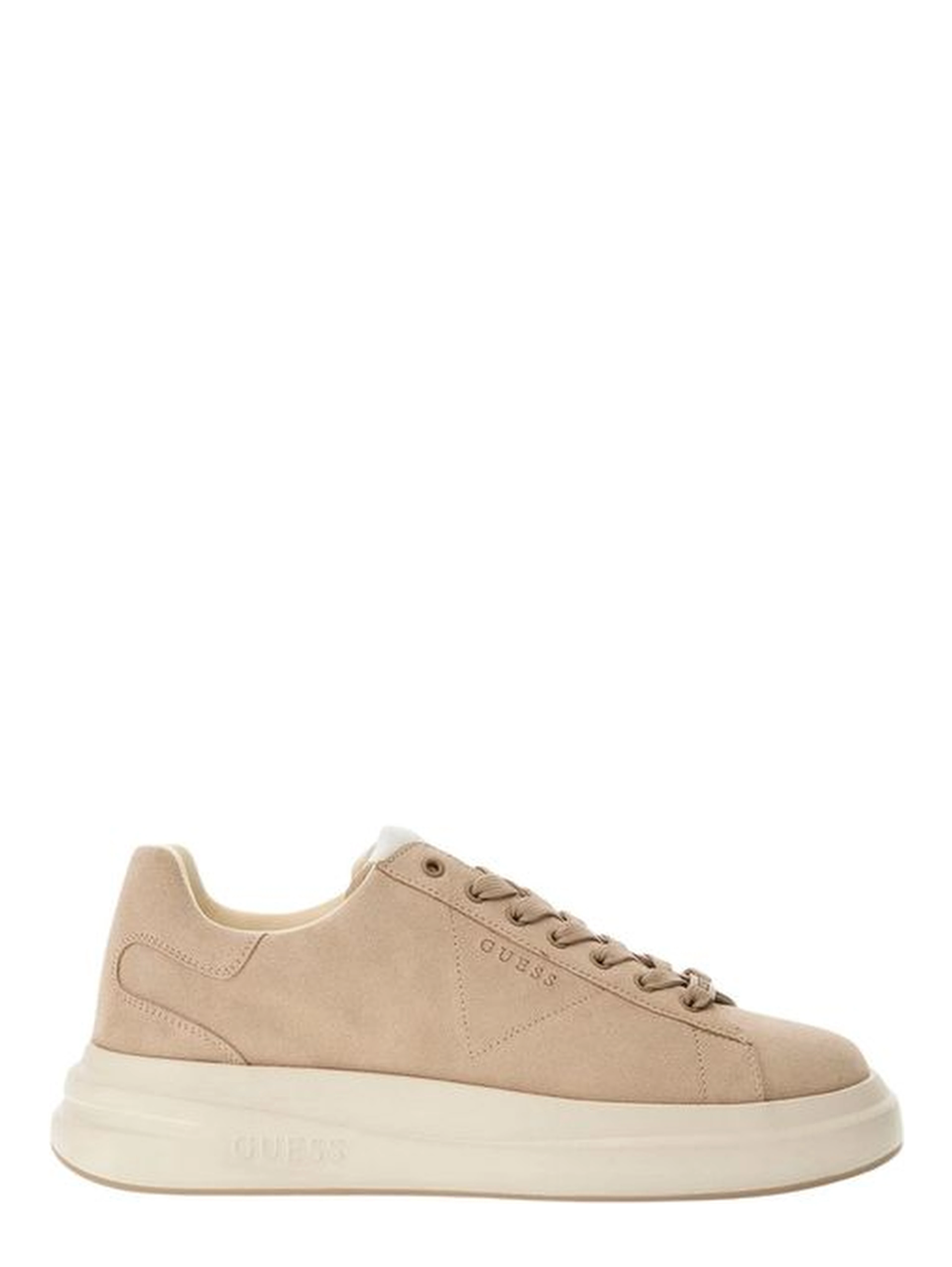 Beige Suede Leather Low Top Sneakers