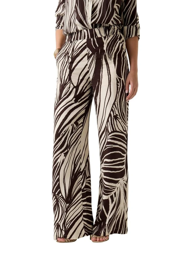 Brown Viscose Casual Pants