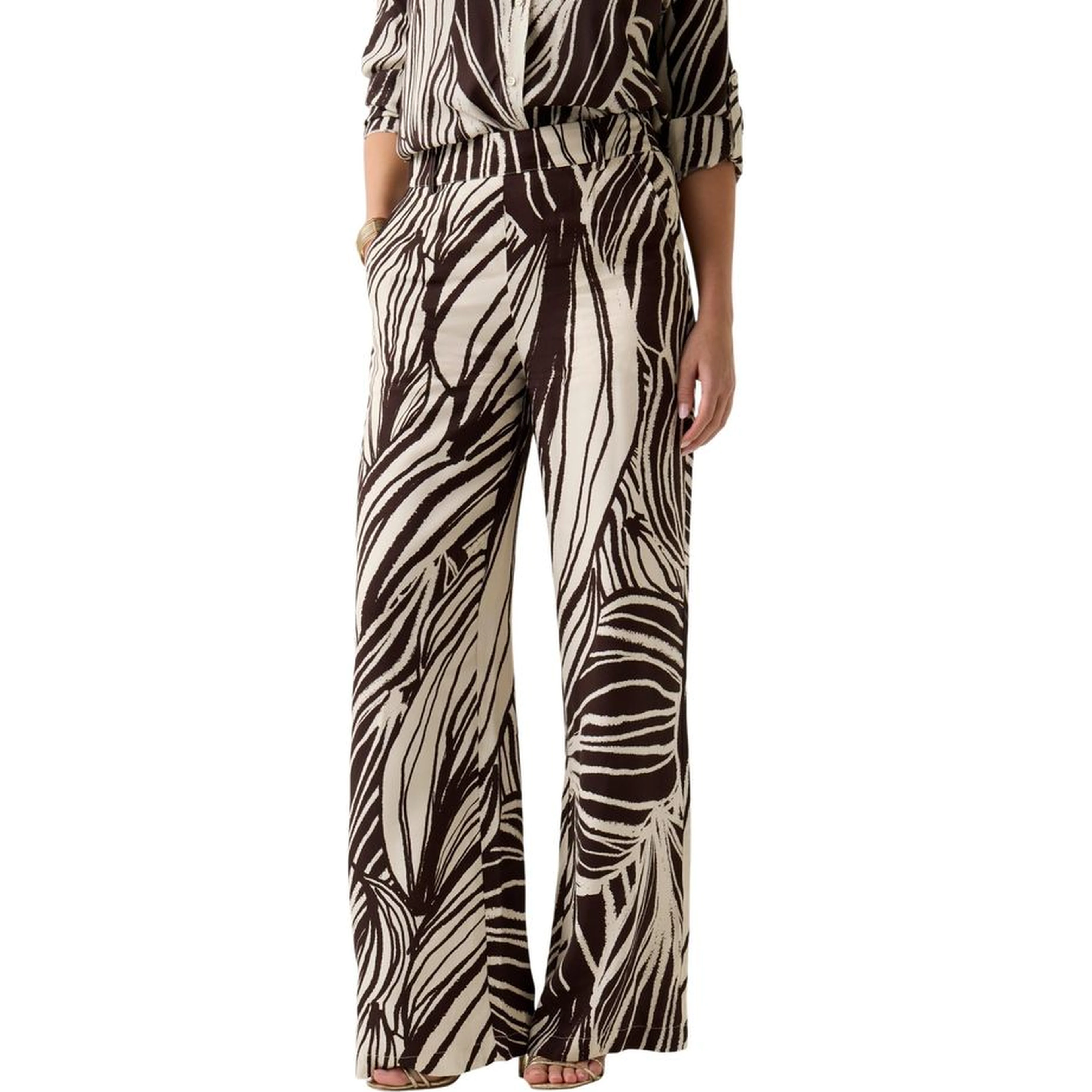 Brown Viscose Casual Pants