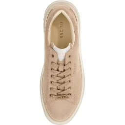 Beige Suede Leather Low Top Sneakers