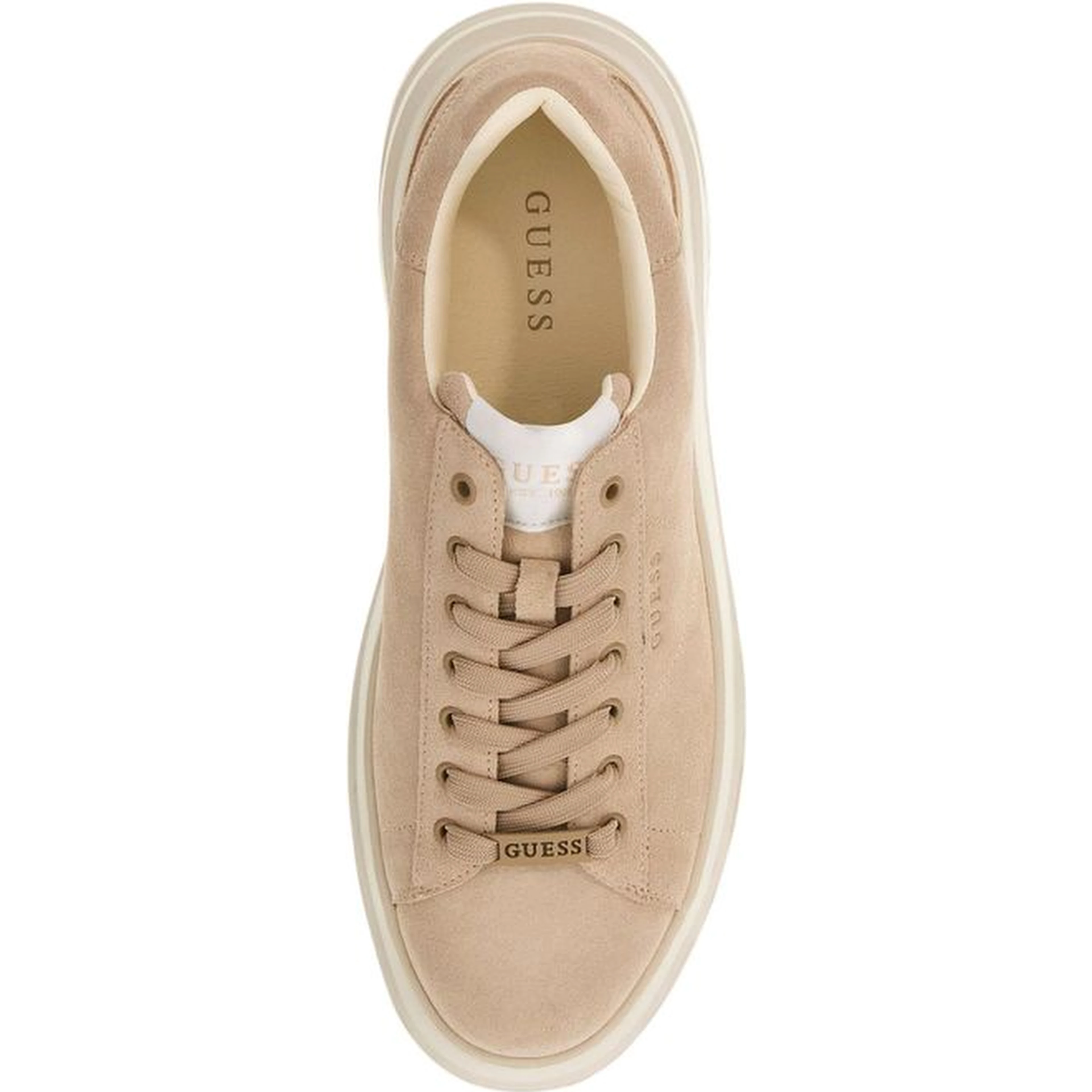 Beige Suede Leather Low Top Sneakers