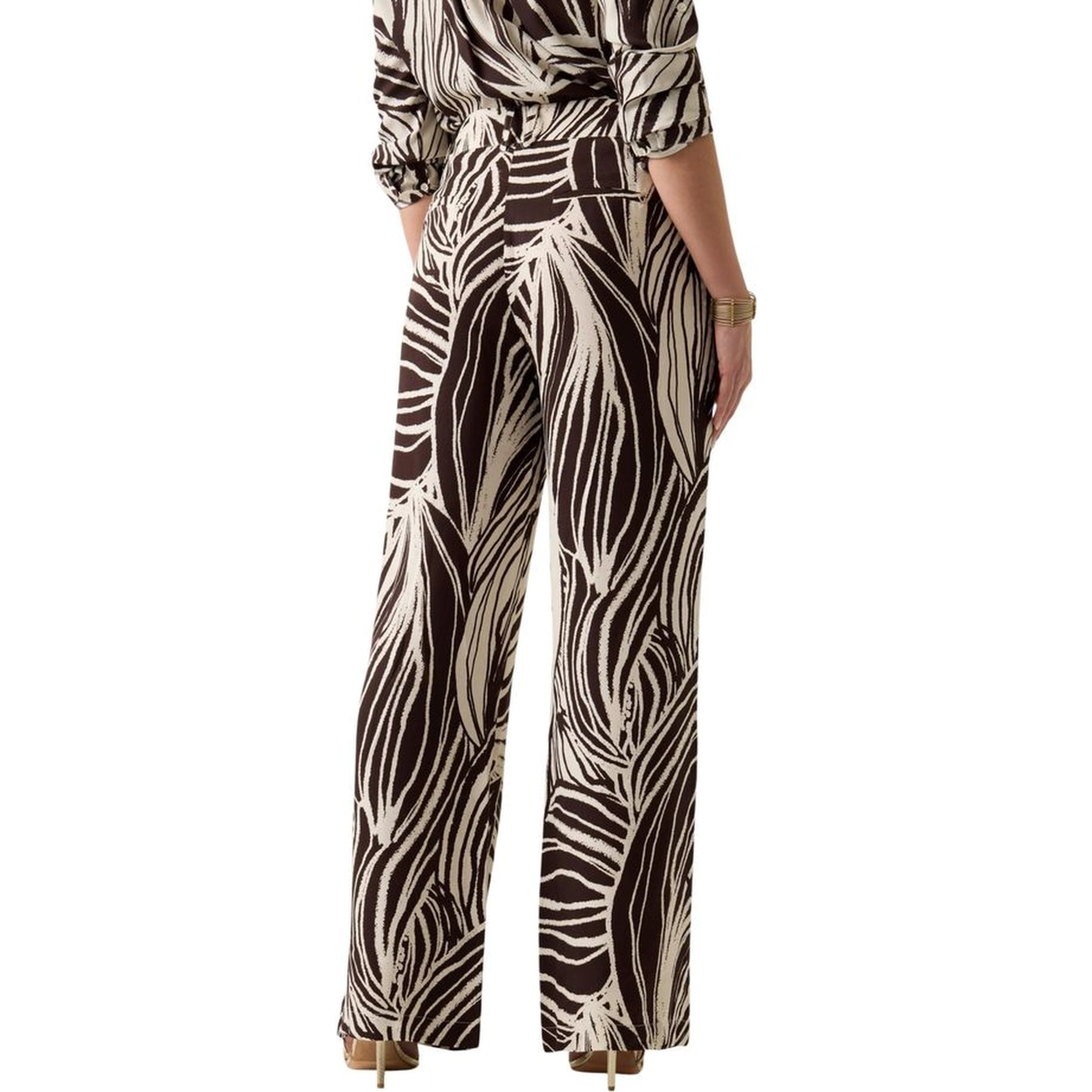 Brown Viscose Casual Pants