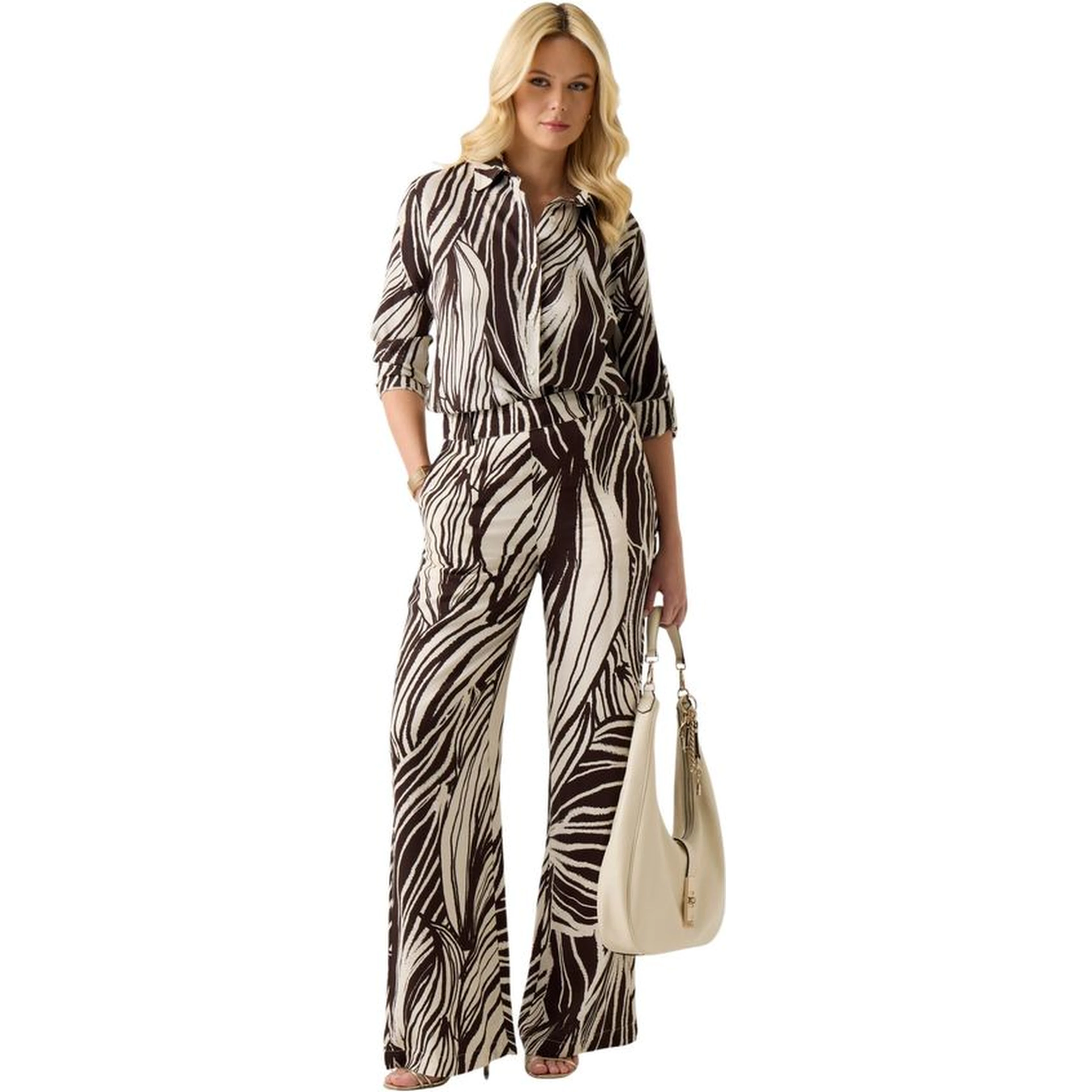 Brown Viscose Casual Pants