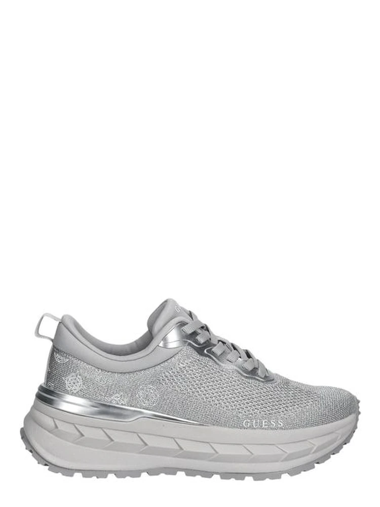 Silver Polyester Chunky Sneakers