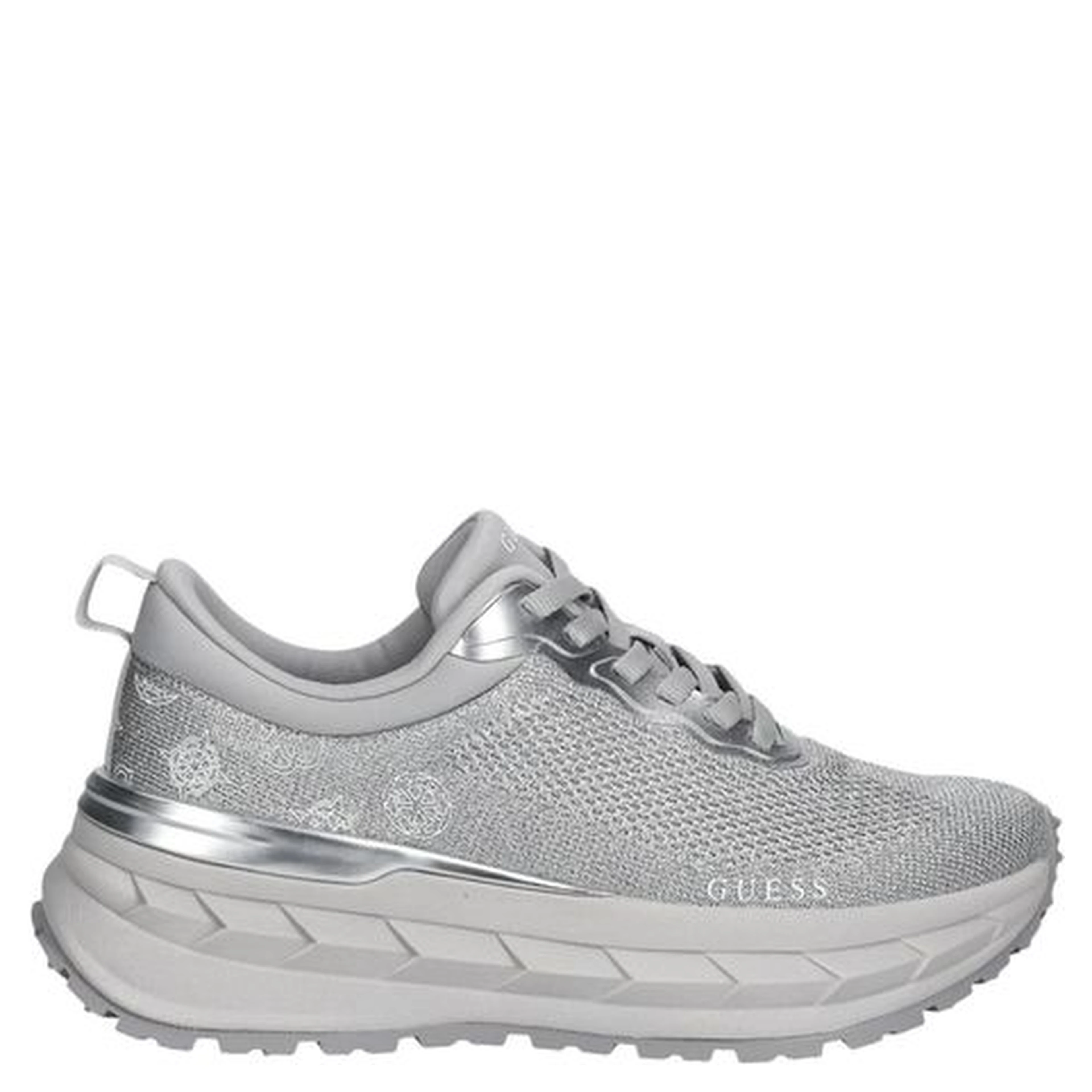 Silver Polyester Chunky Sneakers