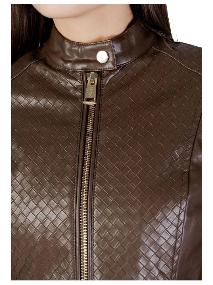 Brown Polyethylene Biker Jacket alternative