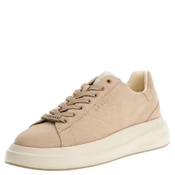 Beige Suede Leather Low Top Sneakers