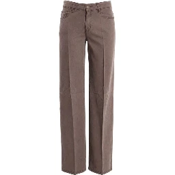 Beige Lyocell Flared Pants