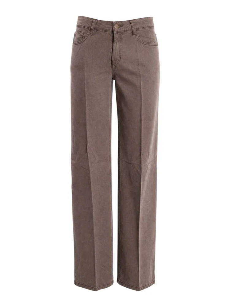 Beige Lyocell Flared Pants