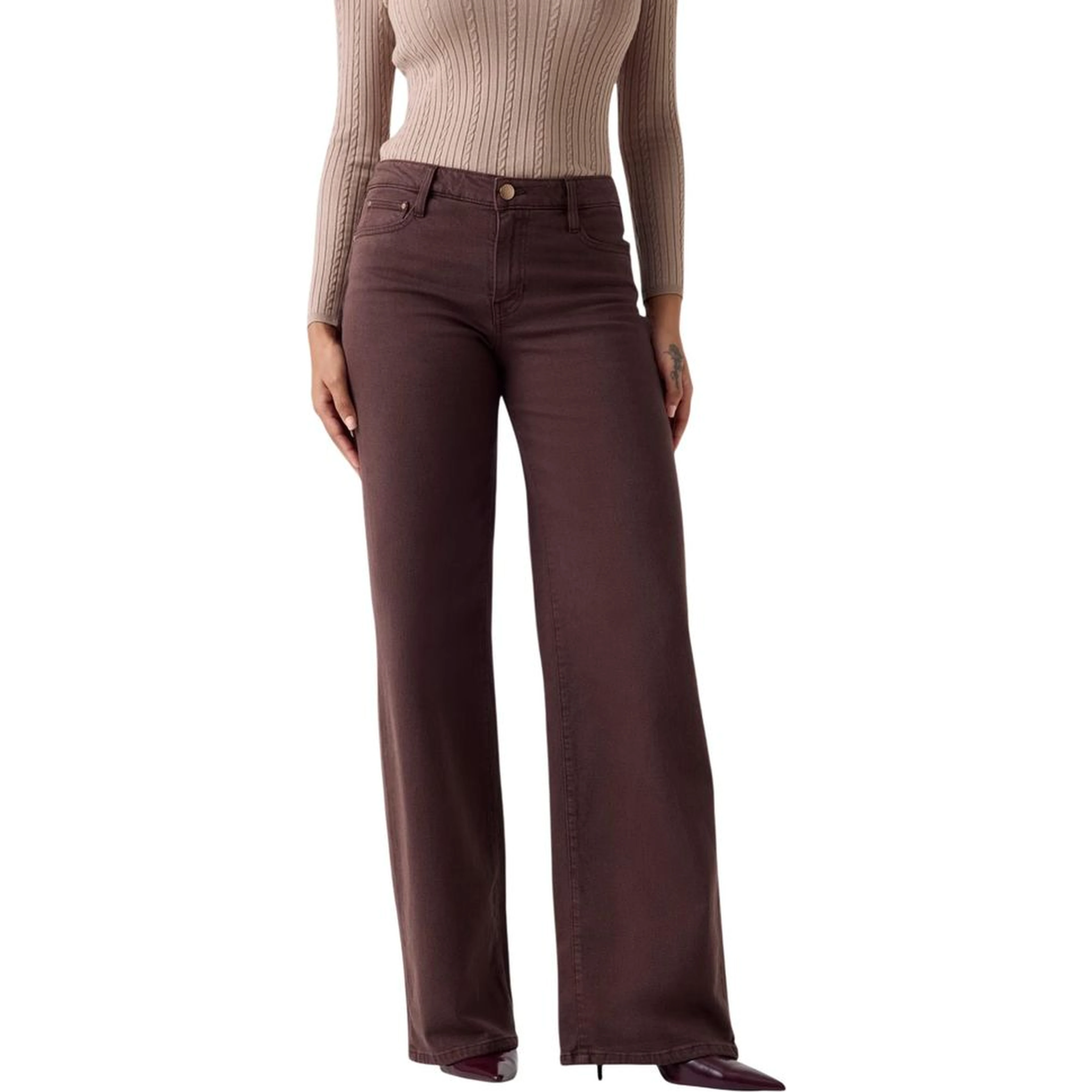 Brown Lyocell Flared Pants