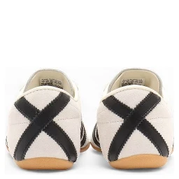Black And White Suede Leather Athletic Sneakers