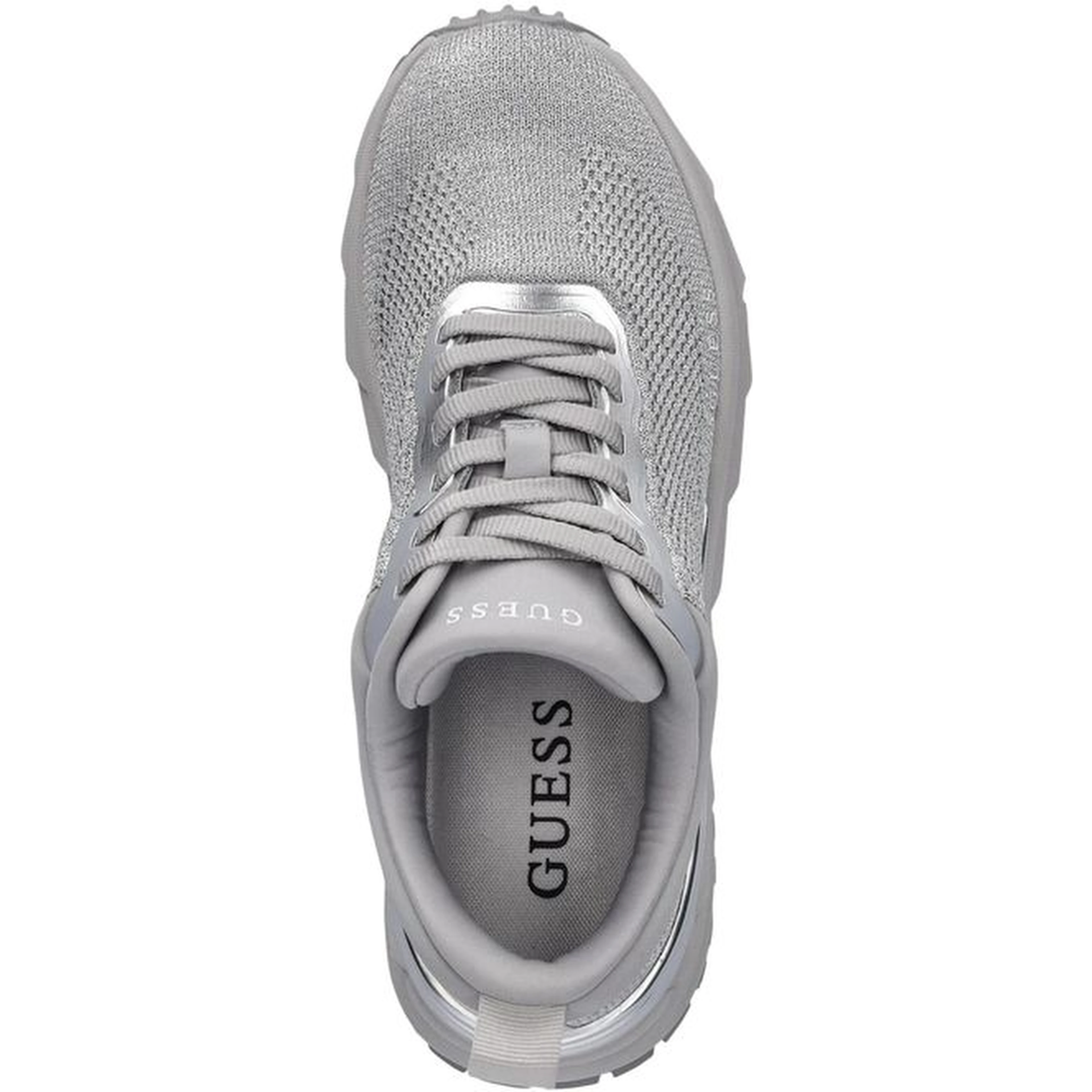 Silver Polyester Chunky Sneakers