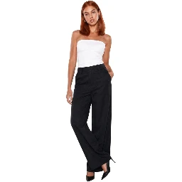 Black Viscose Casual Pants