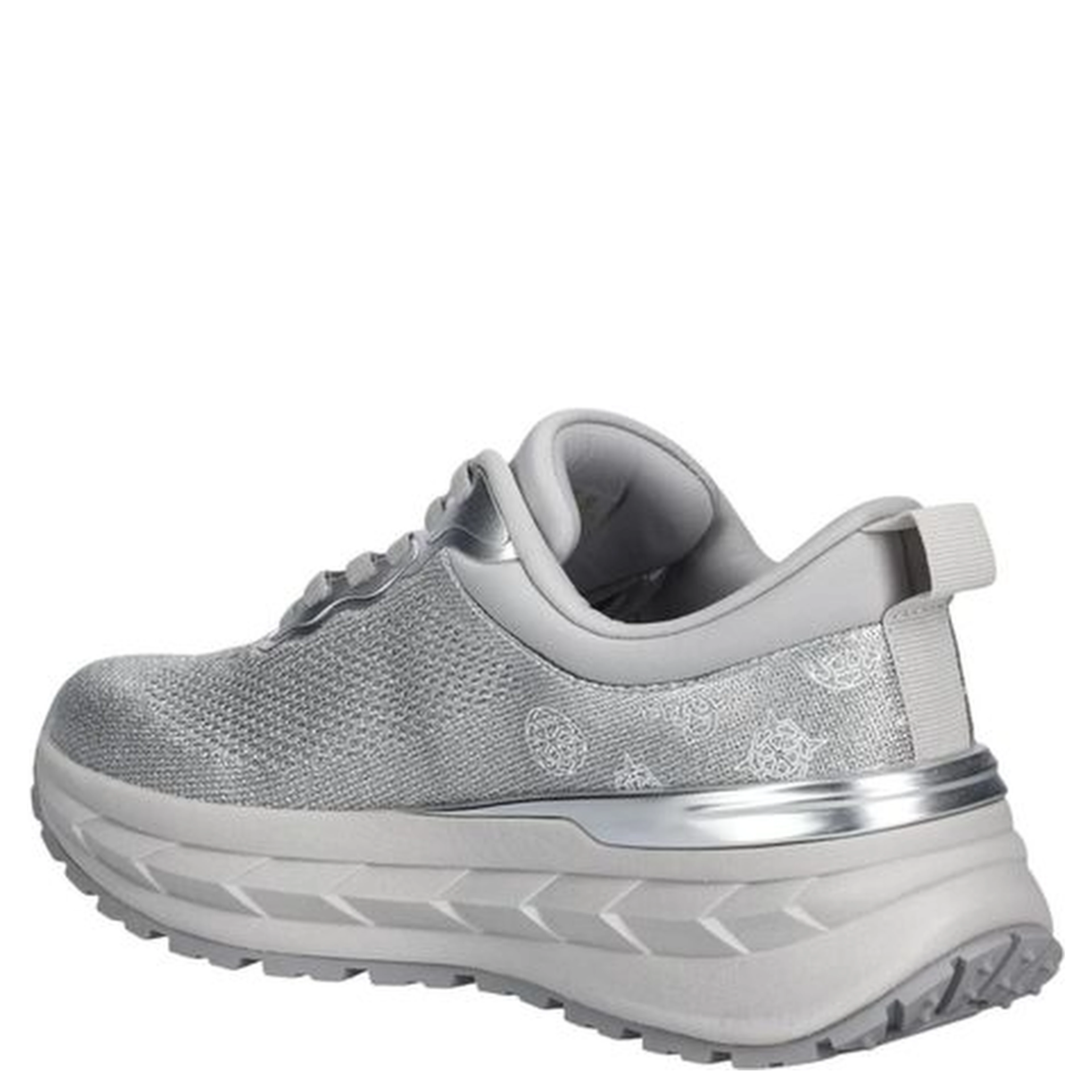 Silver Polyester Chunky Sneakers