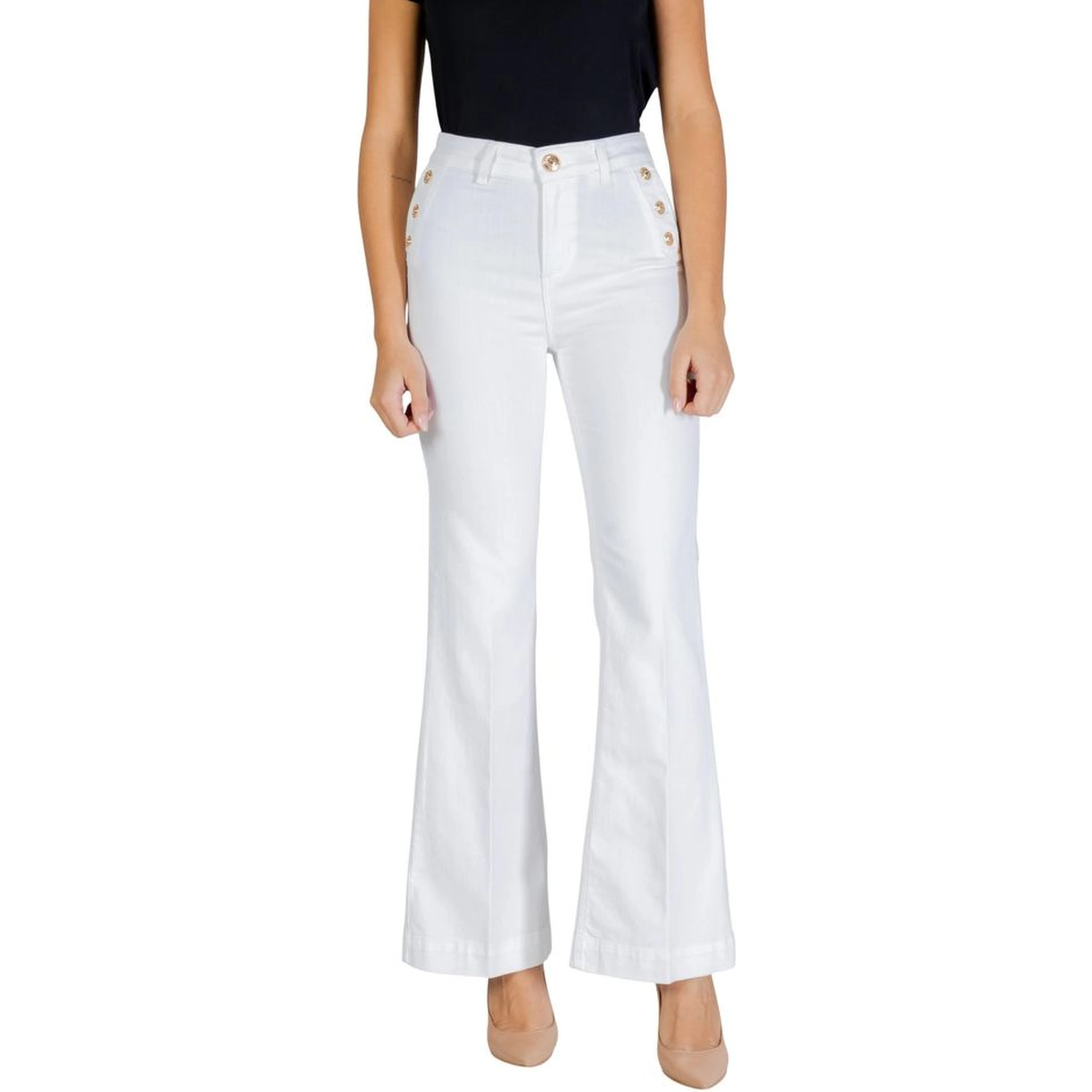 White Cotton Flared Jeans