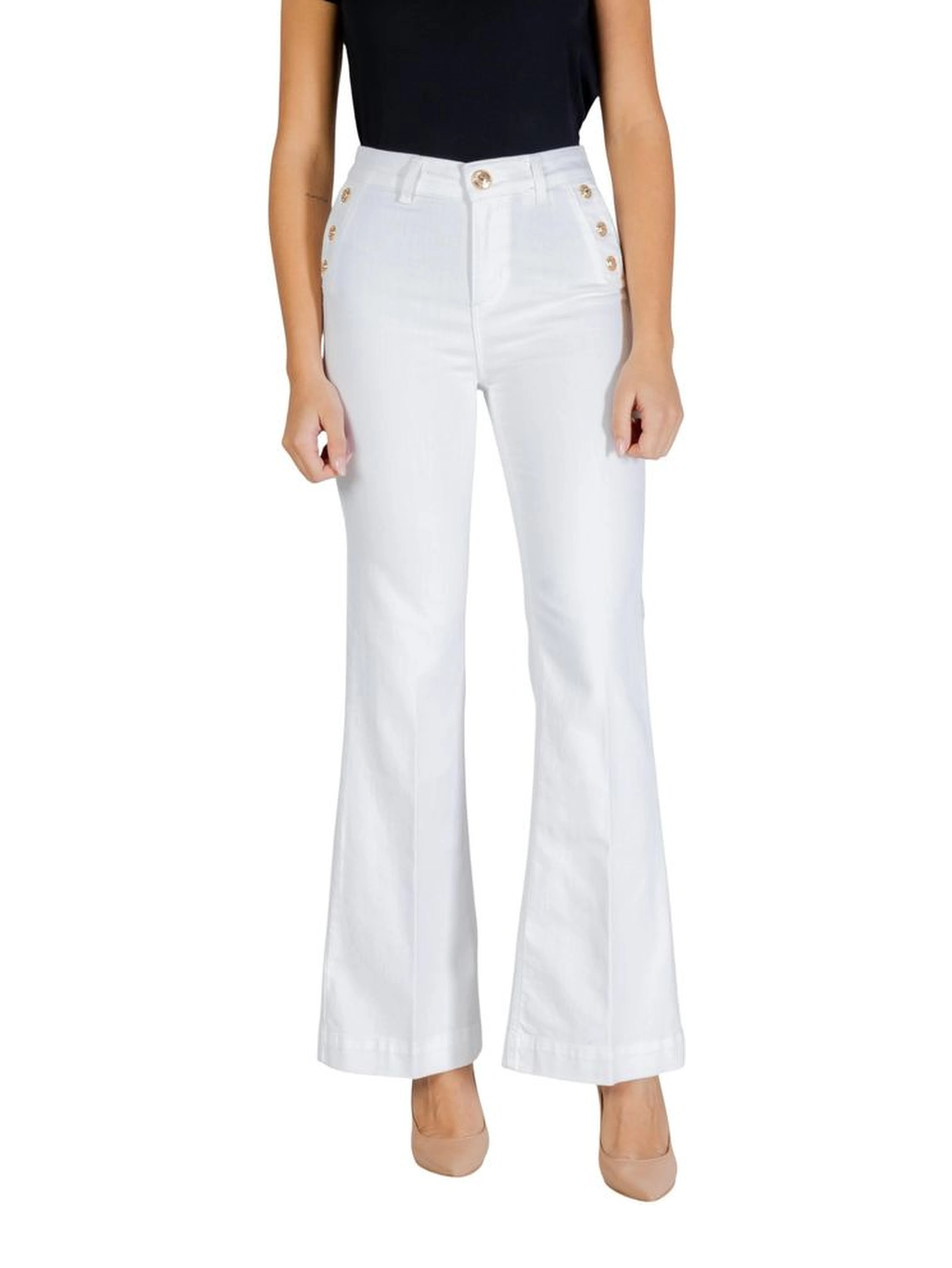 White Cotton Flared Jeans