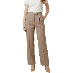 Beige Viscose Dress Pants