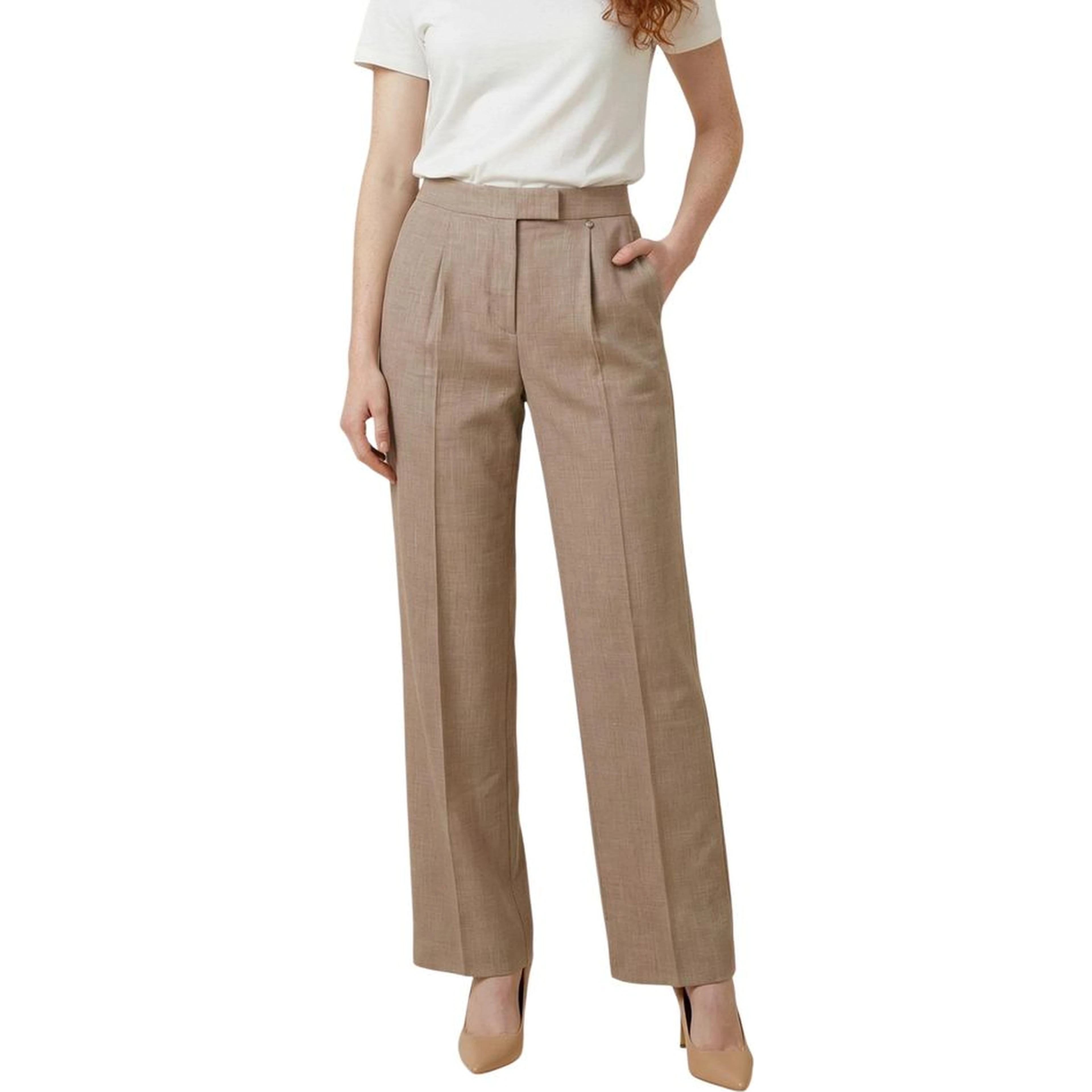 Beige Viscose Dress Pants