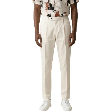 Beige Cotton Casual Pants