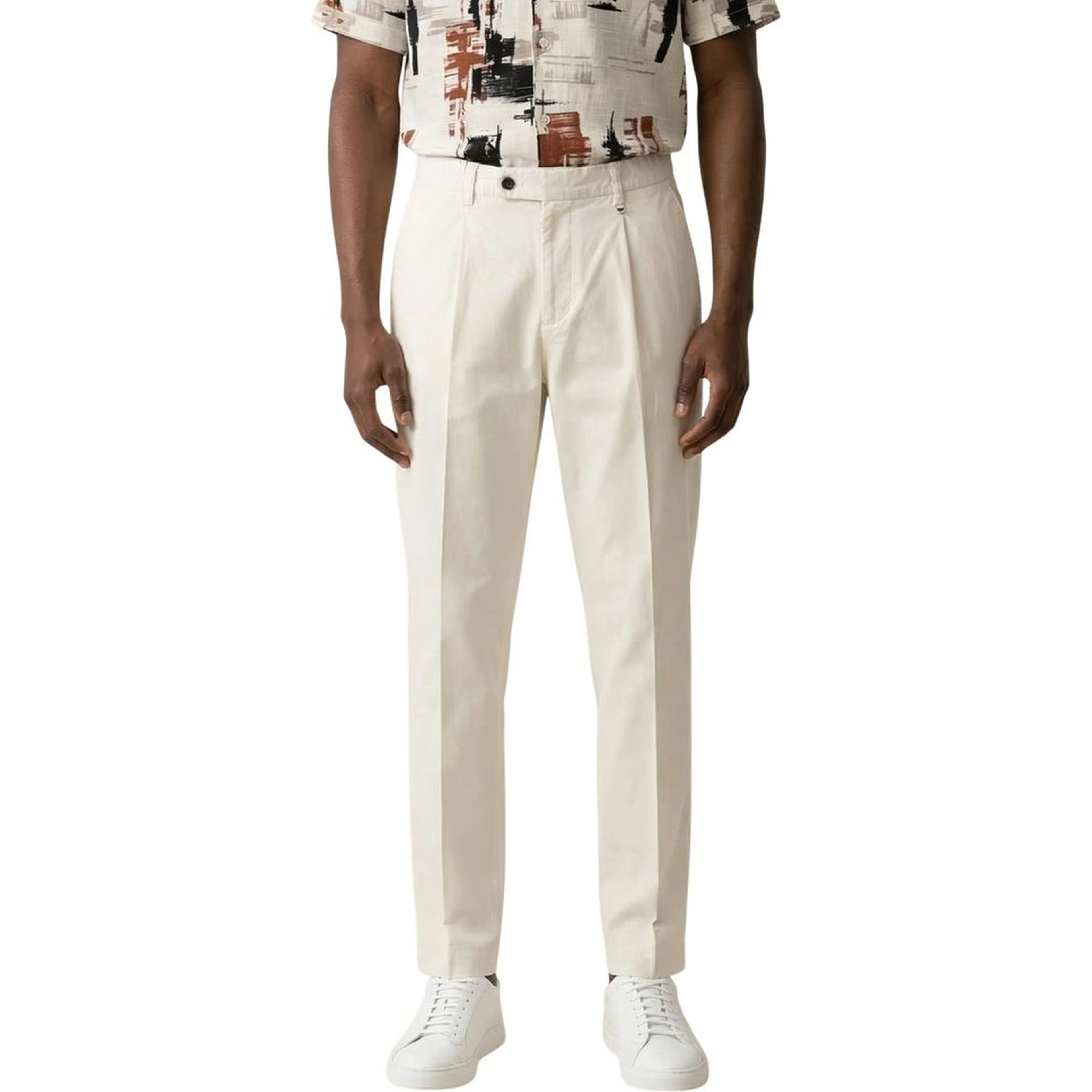 Beige Cotton Casual Pants