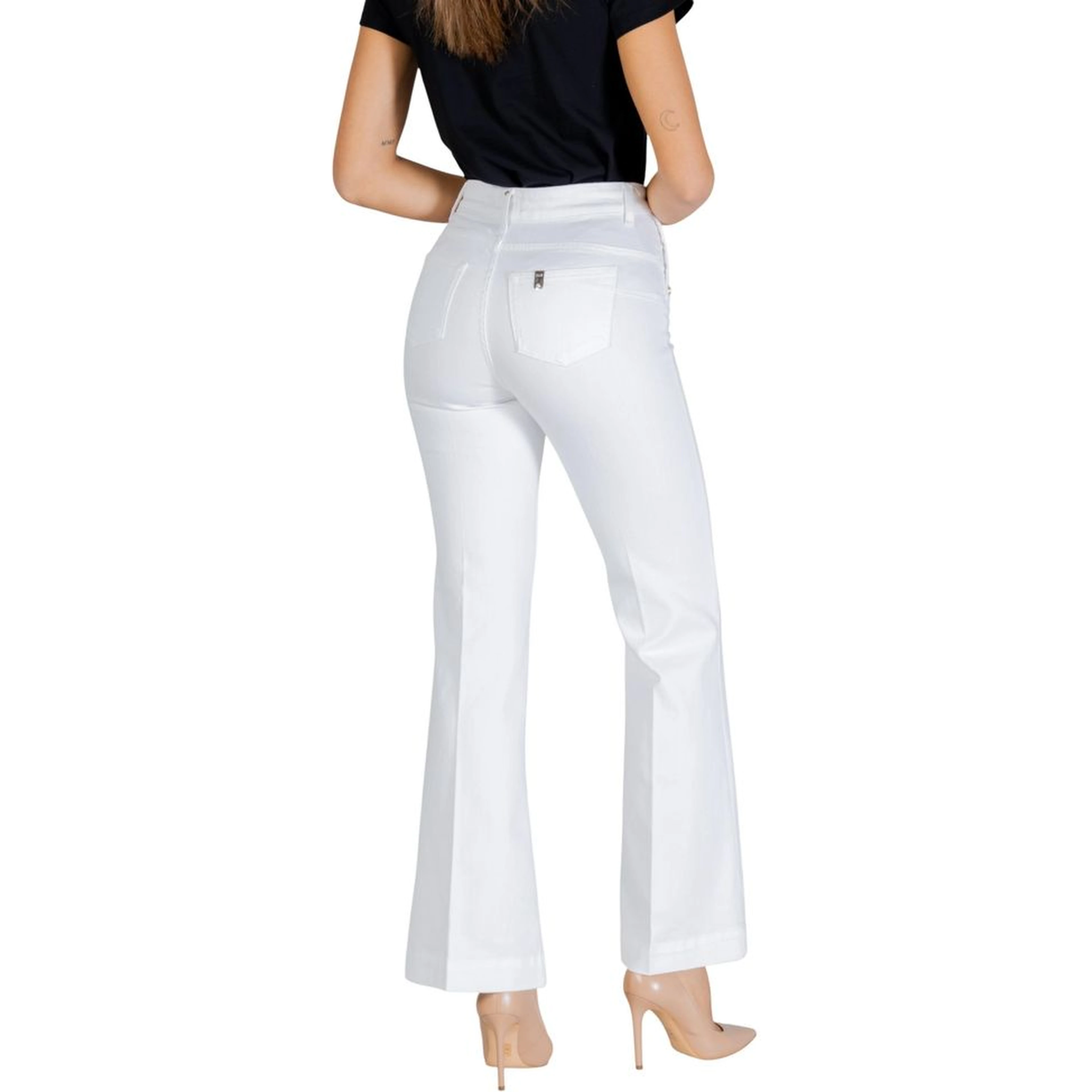 White Cotton Flared Jeans