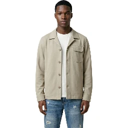 Beige Polyester Full-Length Jacket
