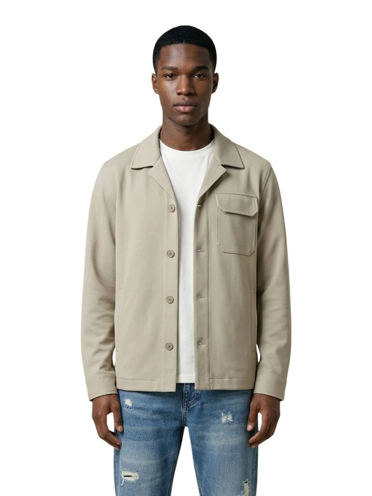 Beige Polyester Full-Length Jacket