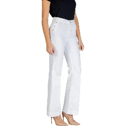White Cotton Flared Jeans