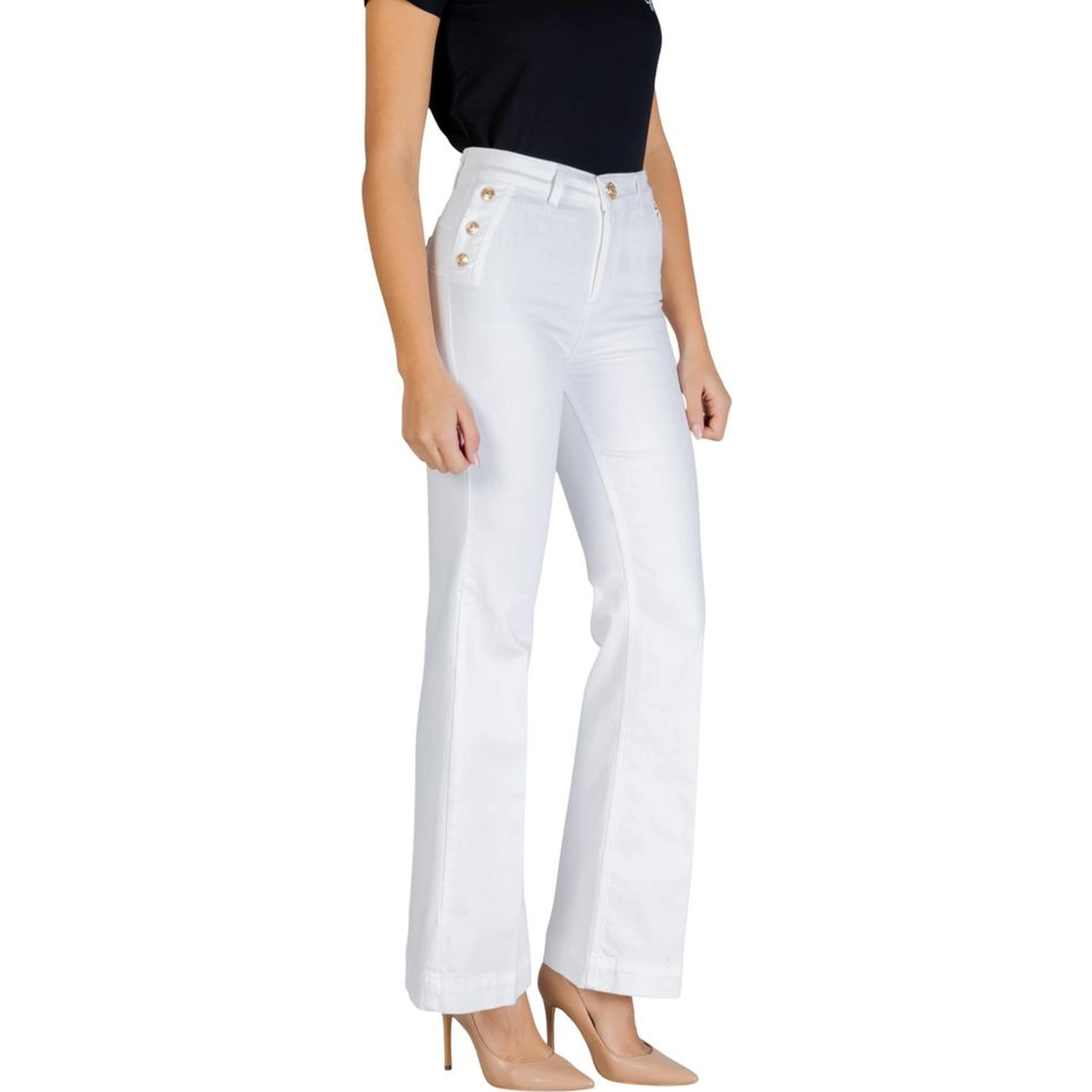 White Cotton Flared Jeans