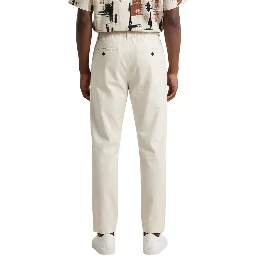 Beige Cotton Casual Pants