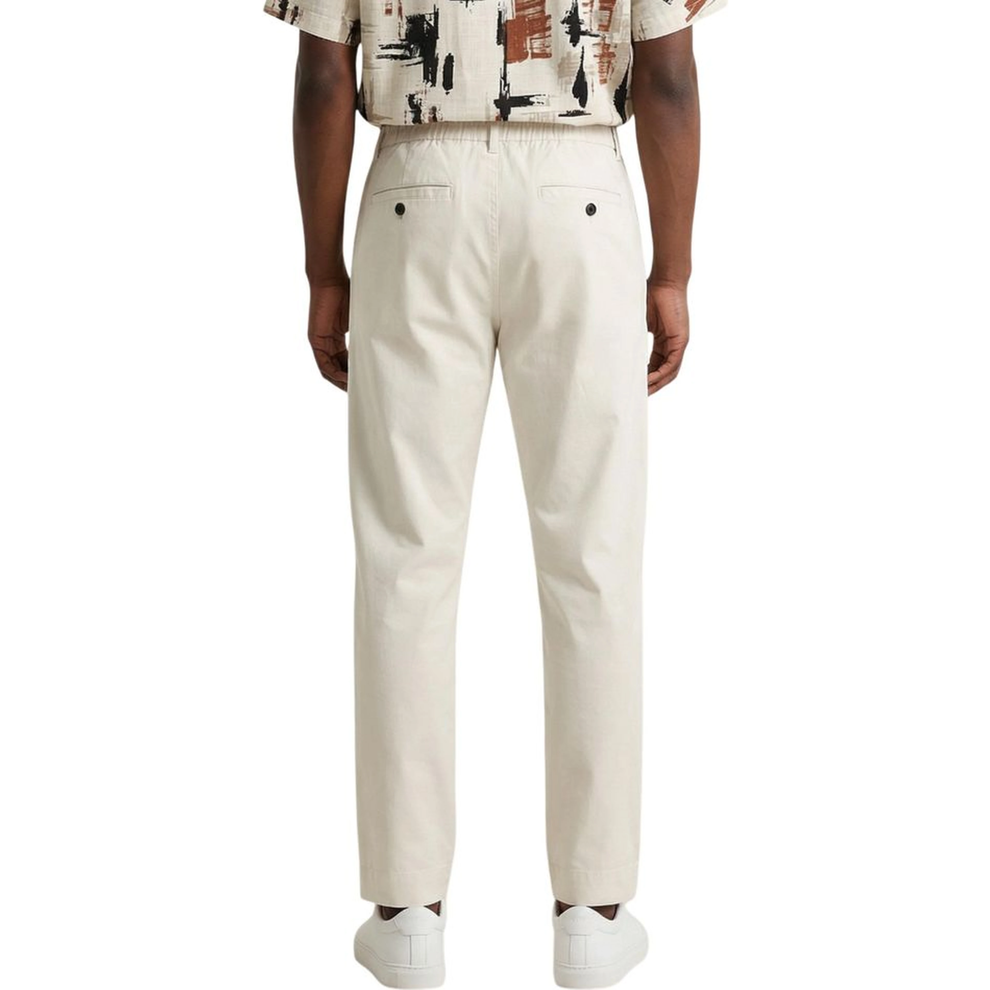Beige Cotton Casual Pants