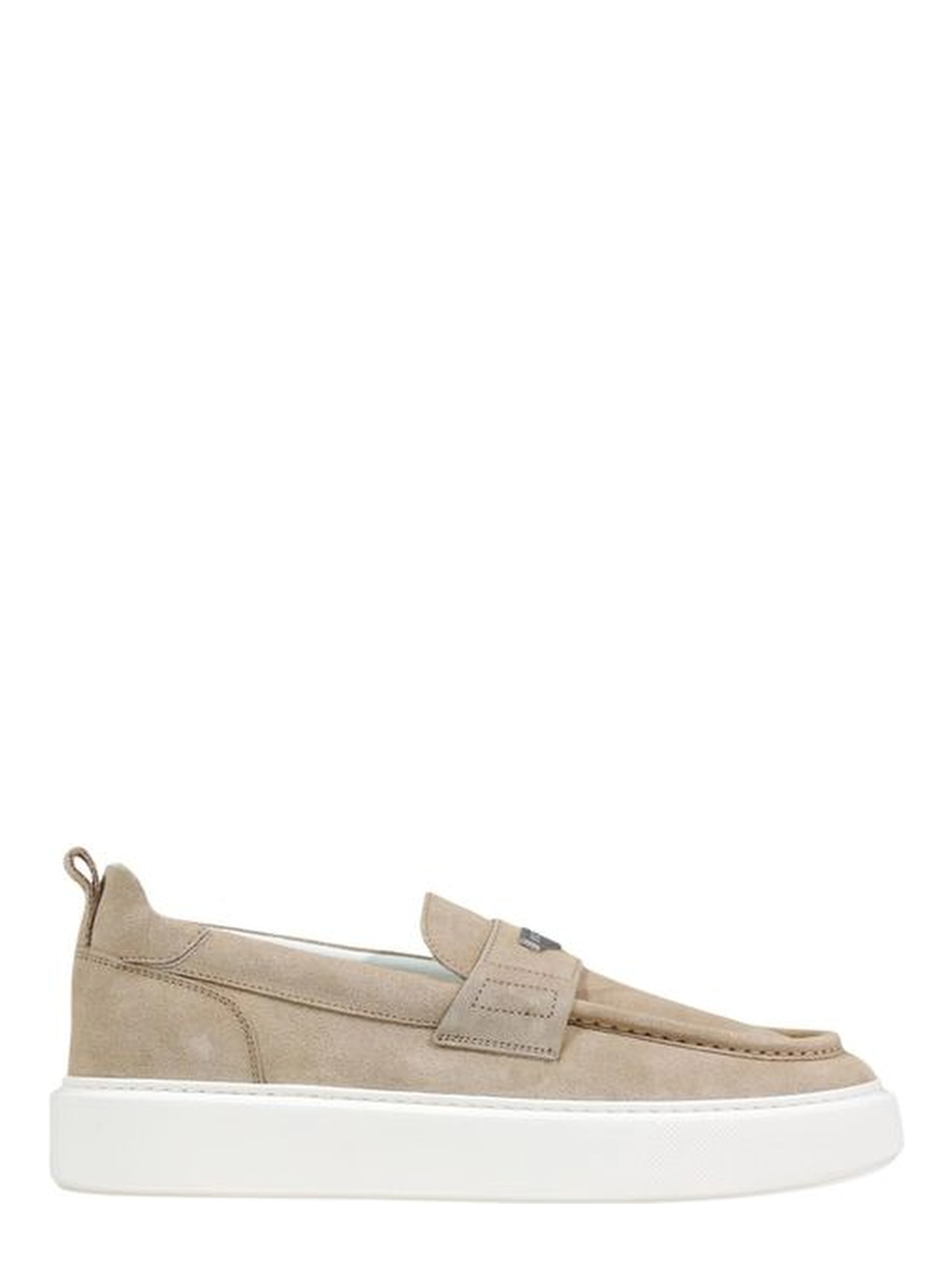 Beige Leather Slip-On Loafers