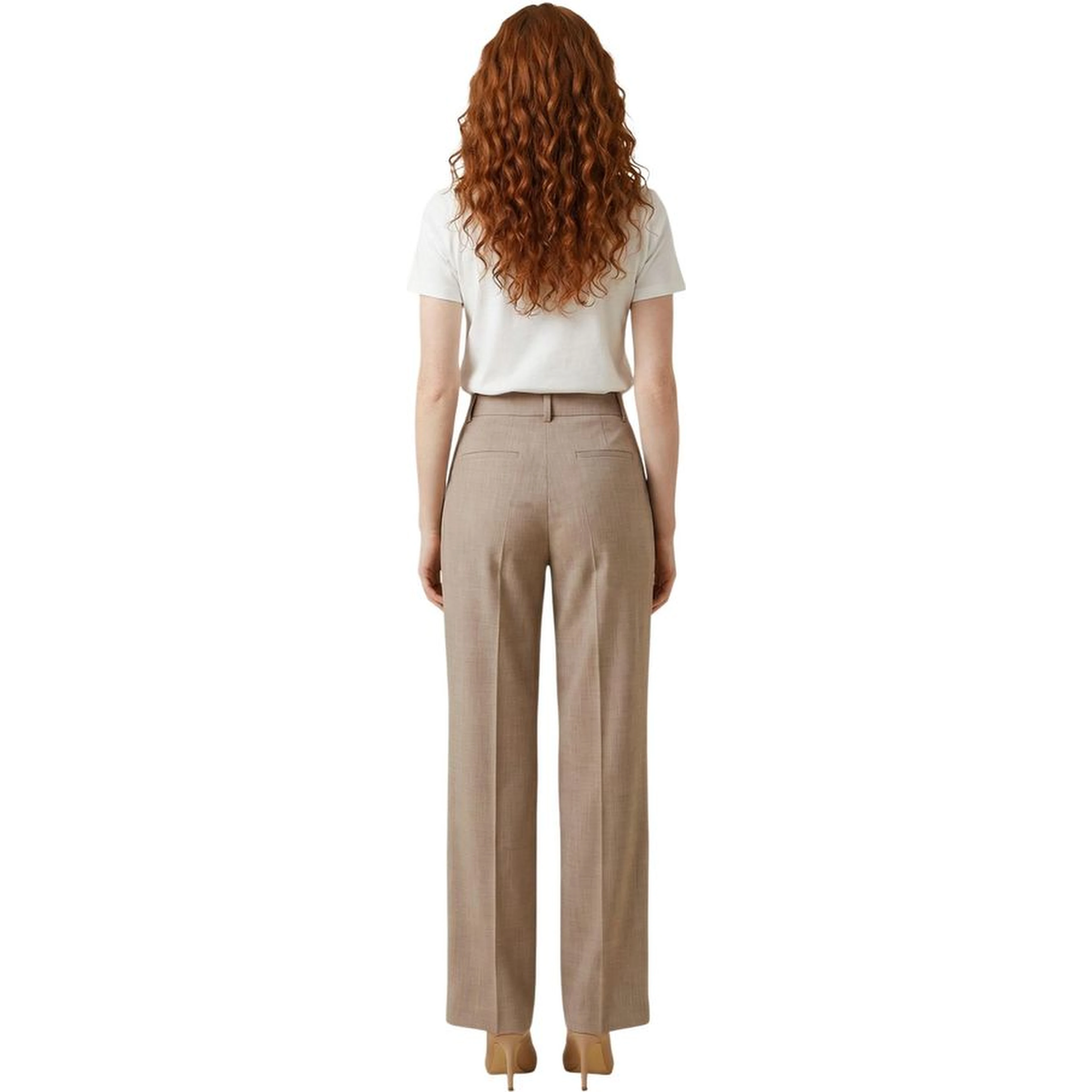 Beige Viscose Dress Pants