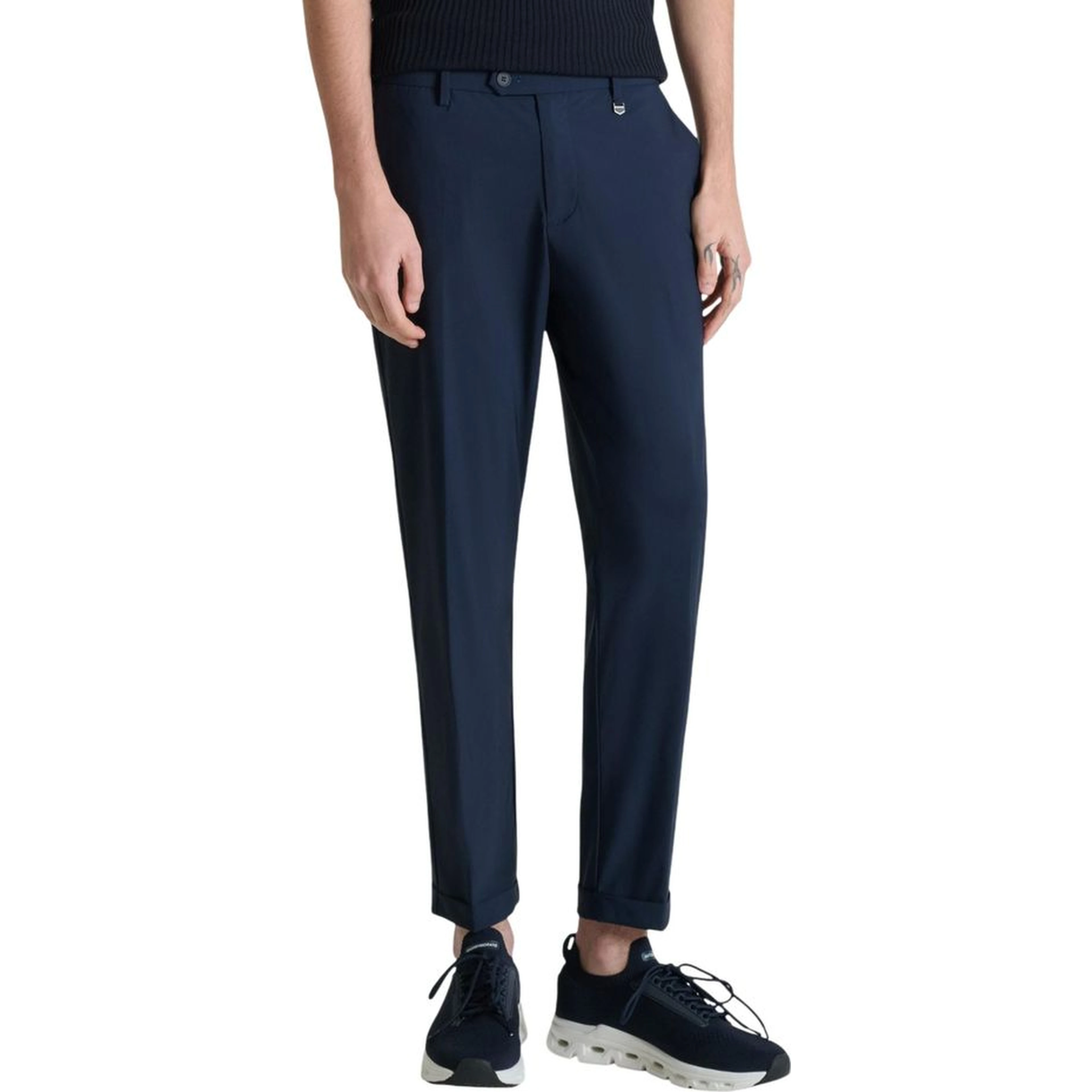 Blue Polyamide Dress Pants