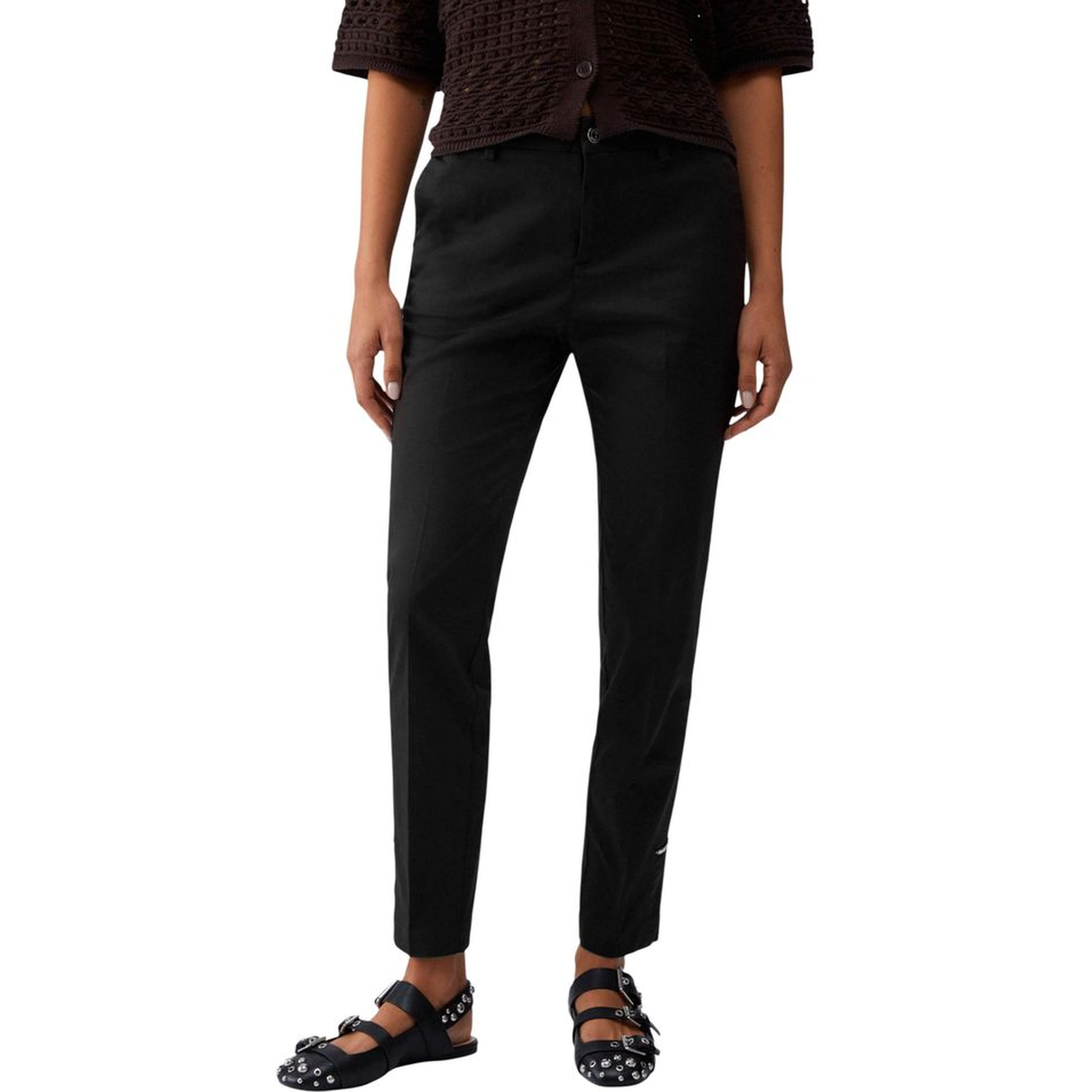 Black Cotton Chino Pants